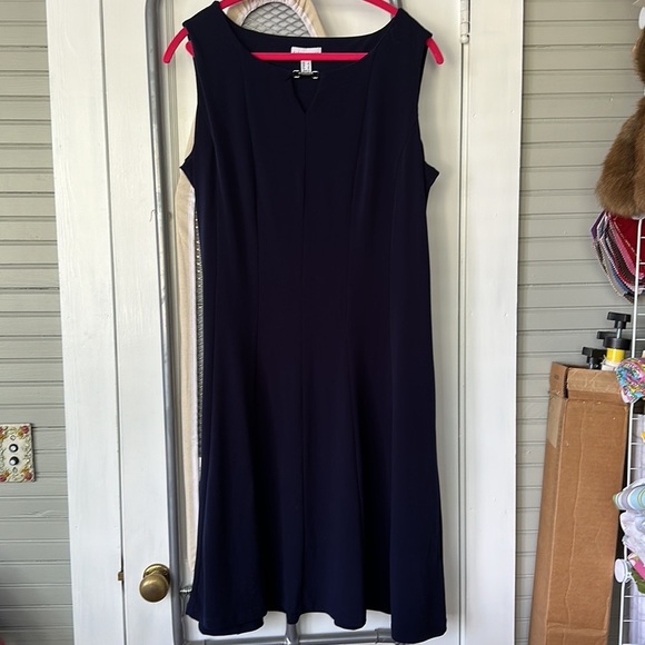 NWOT Susan Graver liquid knit navy dress - Picture 3 of 4